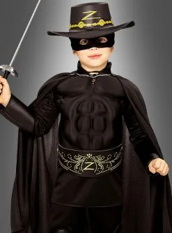 Kinder Deluxe Zorro Kostüm Mit Muskelshirt