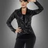 Pailletten Frack Damen Schwarz