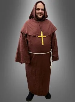 XXL Mönchskutte Mit Glatzen-Perücke Und Kreuz