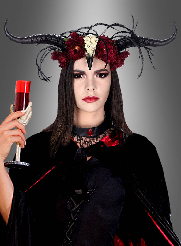 Deluxe Faun Hörner Mit Blumen Und Vogelschädel 1 Deluxe Faun Hörner Mit Blumen Und Vogelschädel