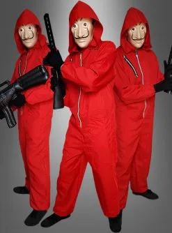 Roter Bankräuber Kostüm Mit Waffe