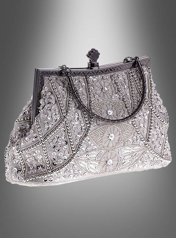 20er Jahre Pailletten Handtasche Silbern 1 20er Jahre Pailletten Handtasche Silbern