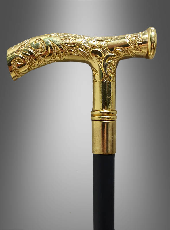 Edler Gehstock Mit Goldenem Griff 93cm 2 Edler Gehstock Mit Goldenem Griff 93cm – Bild 2