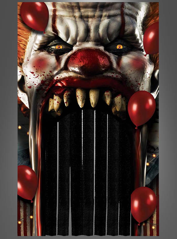 Halloween Eingang Horrorclown Vorhang 145x240cm 1 Halloween Eingang Horrorclown Vorhang 145x240cm