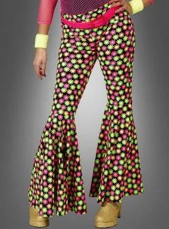 Elastische Schlaghose Mit Blumenmuster Neon