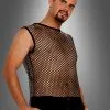 Netzhemd Schwarz ärmellos Für Rocker