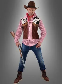 Cowboyhemd Rot Kariertes Hemd Mit Weste