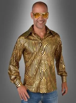 Hologramm Party Hemd Gold Schwarz