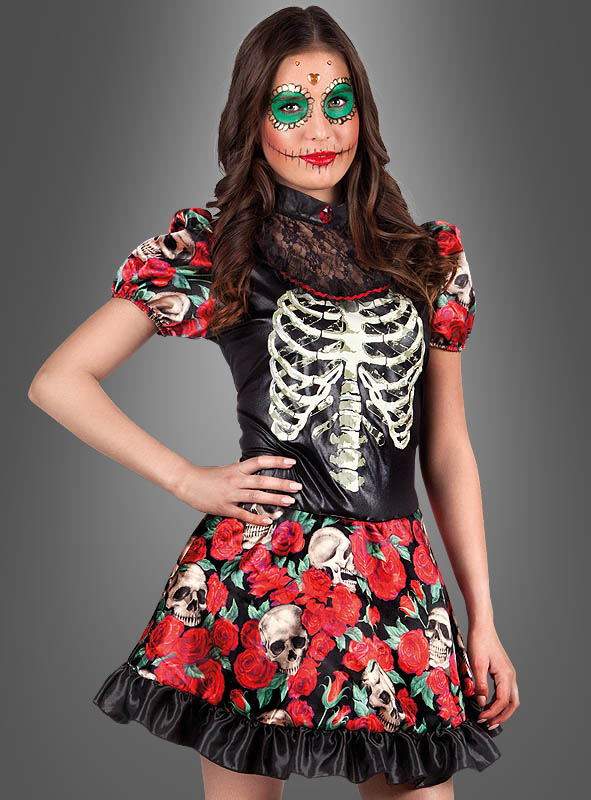 Totenkopf Kleid Mit Rosen Tag Der Toten 1 Totenkopf Kleid Mit Rosen Tag Der Toten