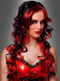 Perücke Teufelin Rot Schwarz