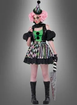 Verrückte Clownfrau Nicky Damenkostüm
