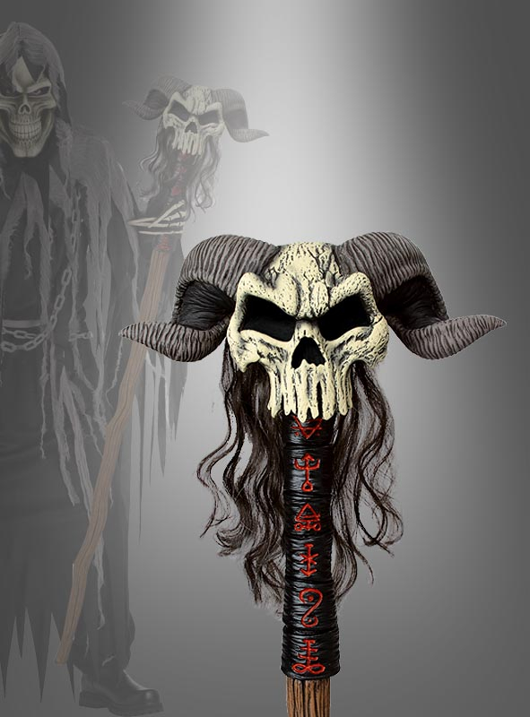 Hexenmeister Stab Mit Hörnern 140 Cm 1 Hexenmeister Stab Mit Hörnern 140 Cm