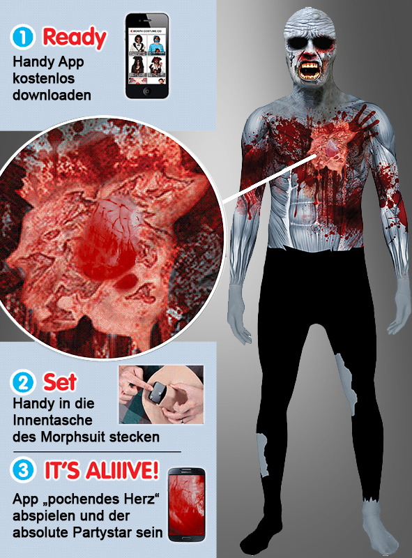 IMorphsuit Zombie Mit Pochendem Herz 2 IMorphsuit Zombie Mit Pochendem Herz – Bild 2