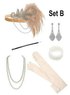 1920er Accessoire Set Mit Schmuck Silber -Günstiges Kostumhaus Geschäft charleston kopfschmuck set mit schmuck 158bfafda0 3