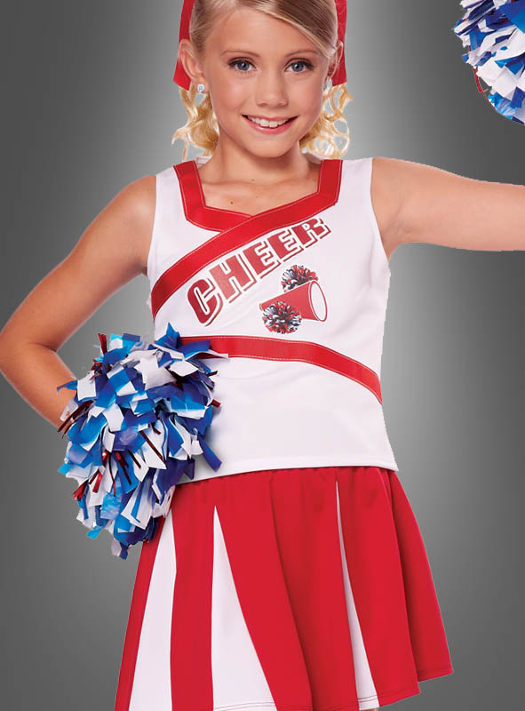 Cheerleader Kostüm Kinder Inkl. Pompons 2 Cheerleader Kostüm Kinder Inkl. Pompons – Bild 2