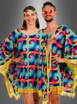 Hippie Poncho Für Damen Mit Batik-Muster -Günstiges Kostumhaus Geschäft farbenfroher damenponcho 90a8de1128 3