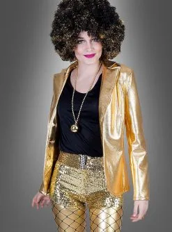 Glänzende Disco Jacke Damen Gold Oder Silber -Günstiges Kostumhaus Geschäft glanzjacke discokostuem damen gold silber 0513aa229e 3