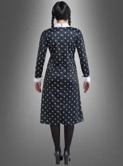 Wednesday Damen Kleid Schwarz-weiß -Günstiges Kostumhaus Geschäft original netflix serie wednesday kostuem gemustert 85de155565 3