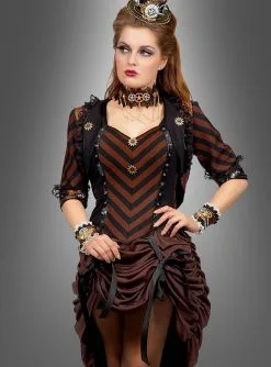 Steampunk Kleid Mit Bolero Jacke -Günstiges Kostumhaus Geschäft steampunkkleid fuer frauen braun 547606625b 3